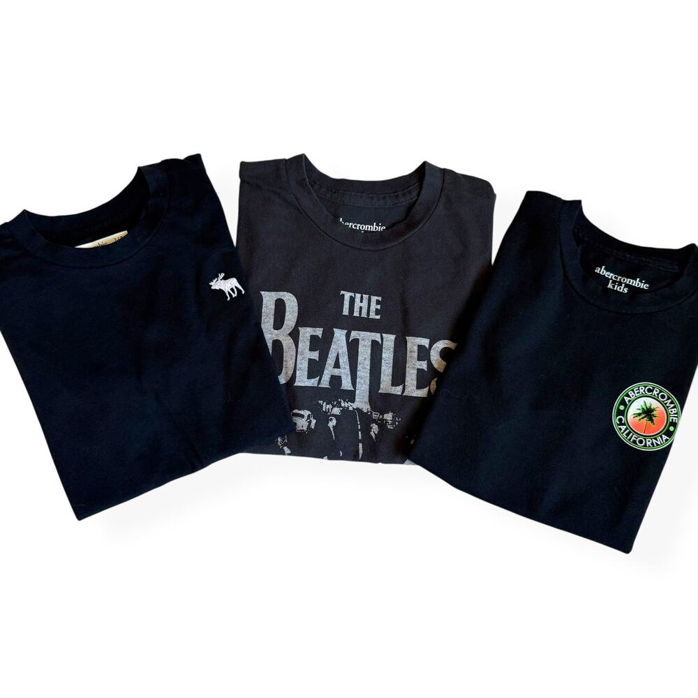Abercrombie Kids Black Graphic Crewneck T-Shirt Bundle 7/8